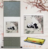Sichuan Featured Gifts Ancient Shu Jincheng Du Intangible Heritage Handmade Panda Scroll Painting High-end Conference Foreign Affairs Visit Gifts
