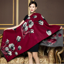 Cashmere scarf female winter warm thick shawl dual-use double-sided wool Joker middle-aged and elderly mothers wedding outside