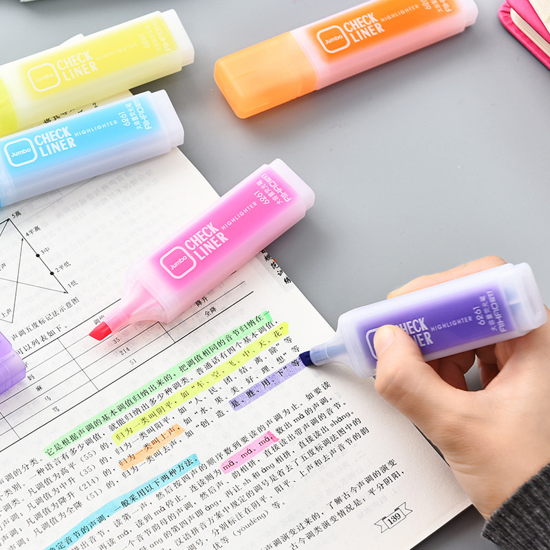 Creative simple large-capacity highlighter 6 colors optional writing notes marking key scribing Office learning stationery