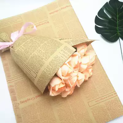 40 sheets of English newspaper package flower paper Kraft paper Gift box packaging Bouquet wrapping paper materials Florist supplies