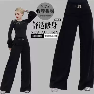 2021 new national standard modern social dance pants female Latin dance large straight trousers culottes square dance wide legs