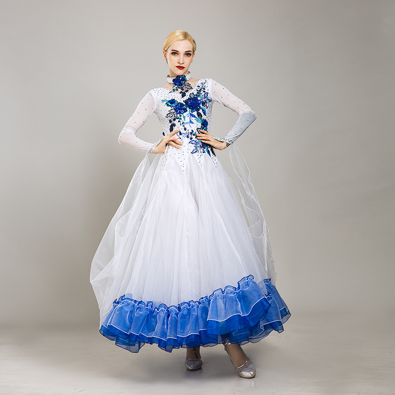 New modern dance dress National standard race dress custom hot diamond waltz dress social dance suit