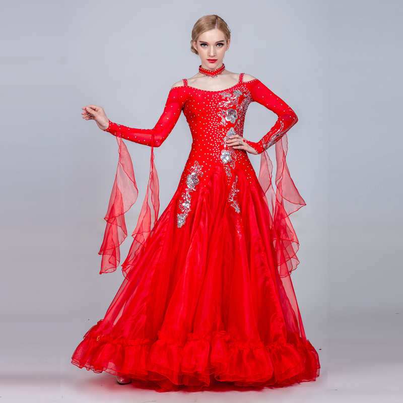 Spring and Autumn New Fire Tree Silver Flower Hot Diamond Dress Modern Dance Costume National Standard Dance Suit Customization