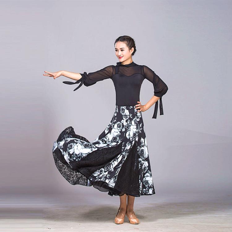 Pengyue Dance's New Modern Dance Skirt, Square Dance Skirt for Adult Dancers, Large Swing Practice Ballroom Dance Skirt