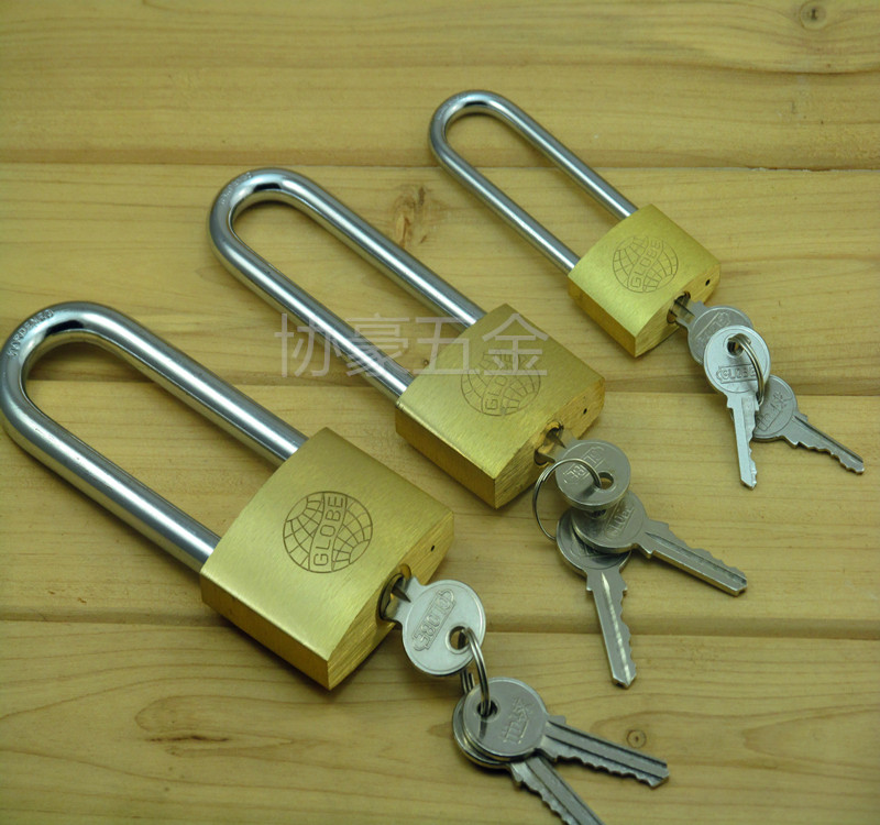 Earth brand long head thick copper door padlock Copper padlock Door lock anti-theft lock Key lock anti-theft lock Luggage padlock