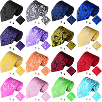 LSLYMY10cm Paisley business Fashion tie three-piece dress wedding tie pocket towel cufflinks