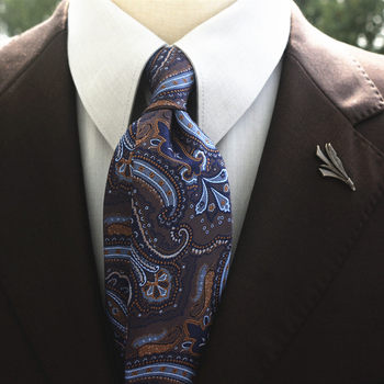 Italian Style Retro Casual Paisley Pattern Tie Formal Business Coffee Color Gray Wedding Photography Paisley Trend