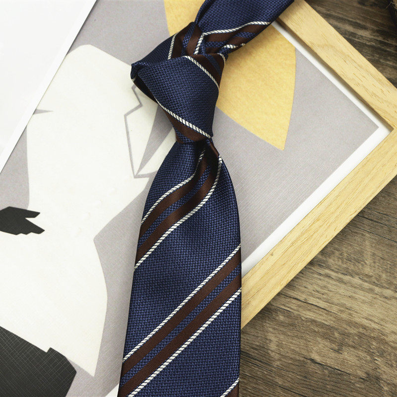 Retro Brown Blue Patterned Stripesd Tie 8cm Men's Formal Business Casual Groom Wedding Host Tie
