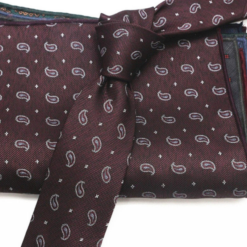 Retro Red and Green Wedding Tie Men's Formal Business Accessible Luxury Groom and Best Man Stripesd Tie Pocket Square Set