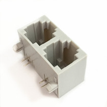 RJ11 6P2C double-Port socket curved pin 1*2 plug-in Internet phone interface all plastic Gray