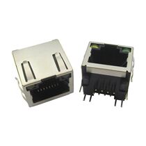 RJ45 connector 8P8C network interface with light with shrapnel 90 degree socket with shielded copper shell spot