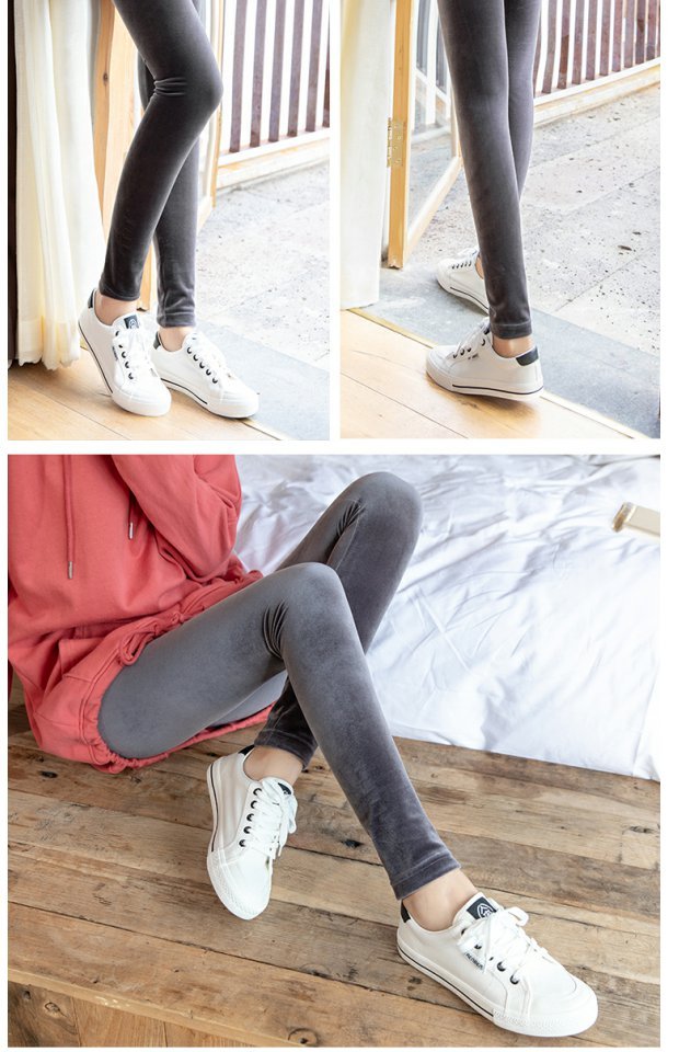 Đen 2018 mới nhung vàng chân mỏng skinny cao eo quần dày đáy quần phụ nữ mỏng mặc quan dai nu