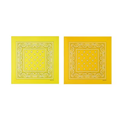 Summer American retro cashew flower square scarf, hip-hop street dance headscarf, versatile for women, white silk scarf, yellow cycling headband