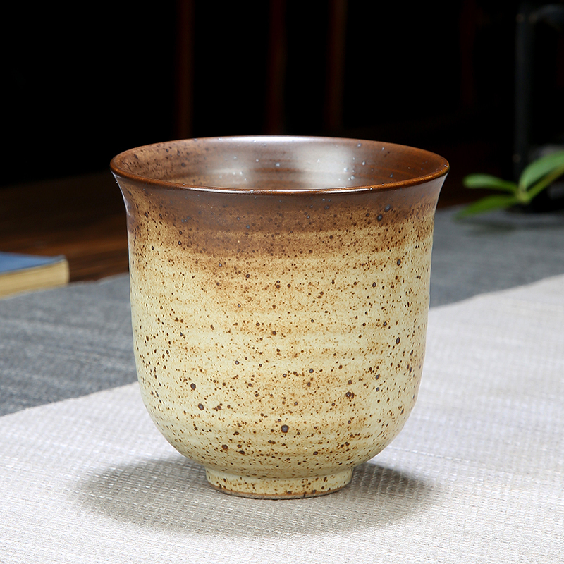 Japanese-Style Rustic Ceramic Tea Cup, Large Vintage Handmade Wood-Fired Ceramic Kung Fu Tea Set Tasting Cup, Single Water Cup