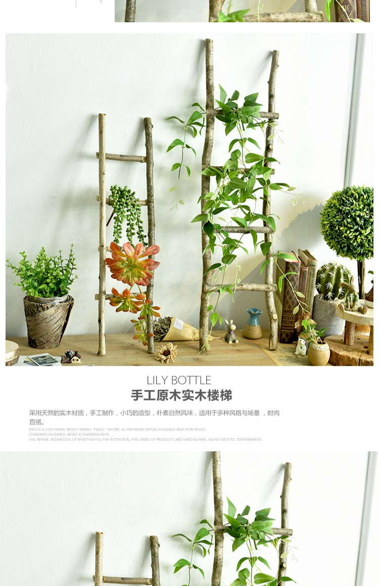 Đất nước bằng gỗ thủ công retro cầu thang cảnh trang trí sắp xếp đạo cụ thang tự nhiên có thể được treo cách trang trí phòng khách nhà vuông