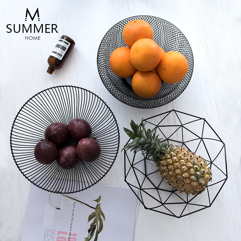 Nordic Simple Geometric Iron Art Fruit Basket Living Room Home Fruit Plate Home Creative Storage Basket Fruit Basket Snack Plate