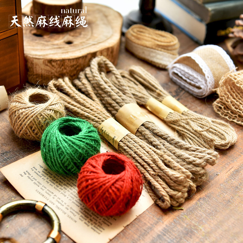 Natural Pure Color Days Style Retro Hemp Rope Lace Decorations Handmade Prop Items DIY Woven Material Rope