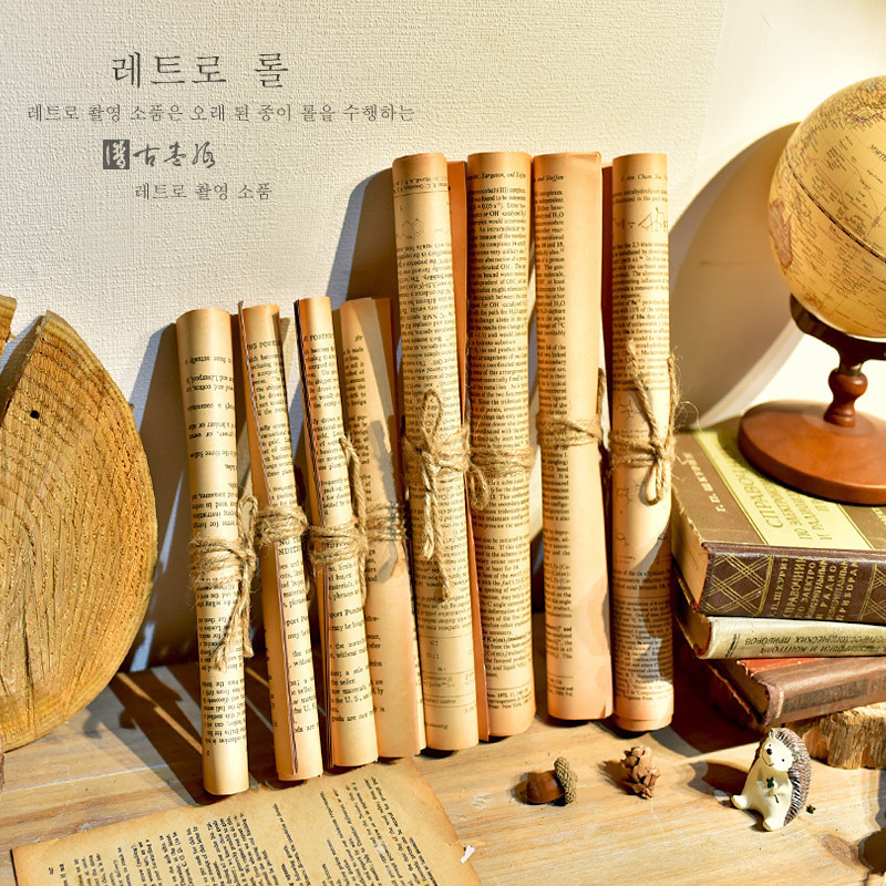 Eurostyle Style Retro Book Emulation Newspaper Rolls Living-room Book Room Adornment American Small Pendulum Pieces English Book Roll
