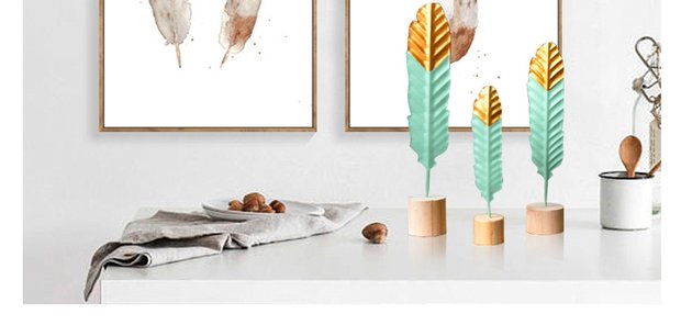 Xia Mu ins Phong cách Bắc Âu đơn giản sáng tạo rèn lông vũ phòng khách bàn phòng ngủ trang trí trang trí đặt đạo cụ chụp mẫu tủ trang trí phòng khách đẹp
