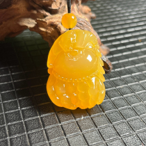 Ruihuang Cui Natural Jade Fine Jewelry Burmese Material Huanglong Jade Ice Yellow Life Wishful Pendant Jade Pendant
