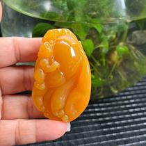 Natural jade fine jewelry Burmese material Huanglong Jade life wish pendant sweater chain jade pendant gift certificate