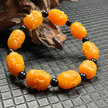 Ruihuang Cui Natural Jade Fine Jewelry Burmese Material Huanglong Jade Eighteen Arhat Bracelet Chicken Fat Yellow Bracelet Gifts