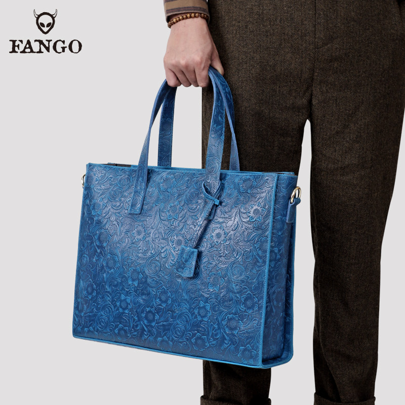 Van Gogh Brief men's genuine leather special Baotou layer of cow leather handbag briefcase briefcase computer bag single shoulder inclined satchel bag