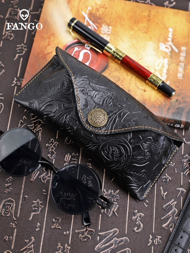 Портативные кожаные солнцезащитные очки ручной работы подходит для мужчин и женщин, чехол, из натуральной кожи, воловья кожа