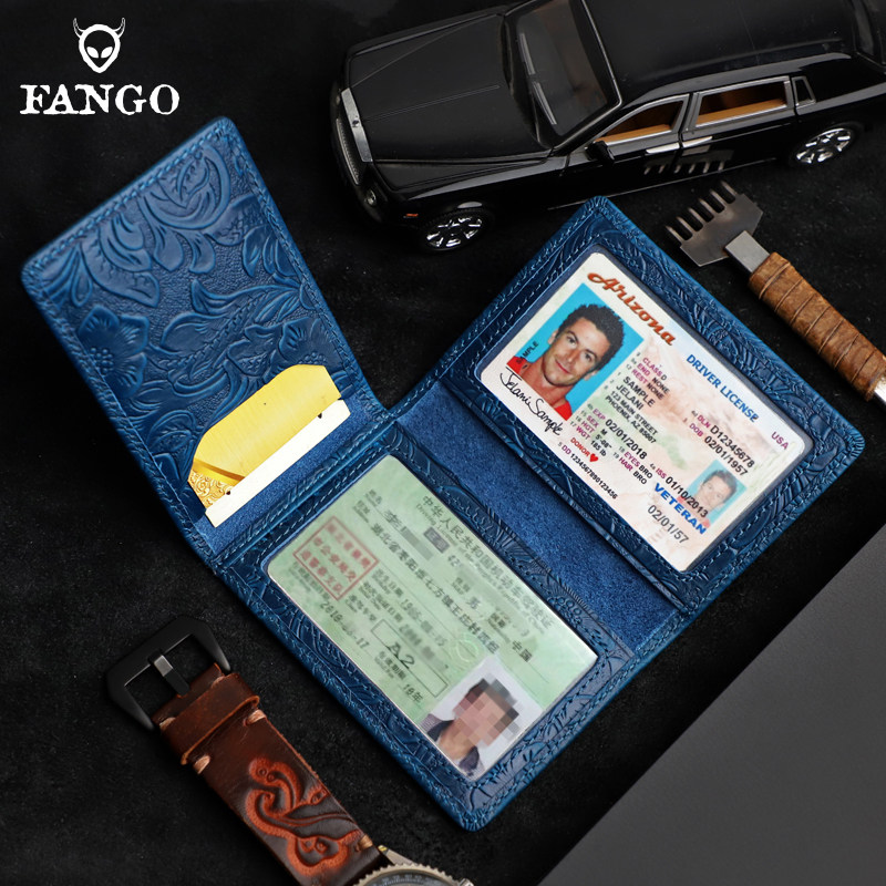 Driving License Leather Jacket Male Dermis Driving License Head Layer Cow Leather Ultra Slim License Ben Handmade Retro Card Bag Individuality Creativity