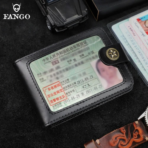 Кожаный мужской ретро чехол для водительских прав, картхолдер, воловья кожа, из натуральной кожи, 2 в 1