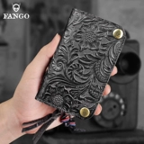 Вместительная и большая ключница, кожаный кошелек, сумка через плечо, картхолдер, замок, из натуральной кожи, воловья кожа