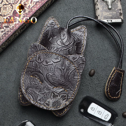 Кожаные ключи от машины ручной работы, мультяшная универсальная ключница, «сделай сам», из натуральной кожи