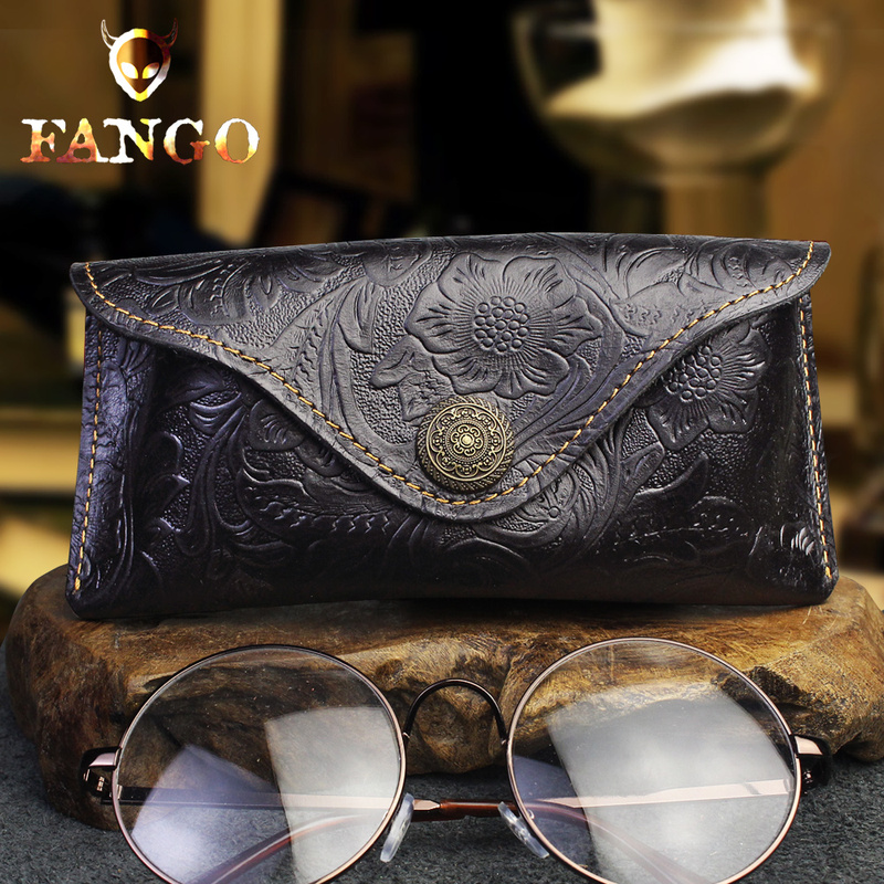 Handmade Genuine Leather Glasses Case for Men and Women, First-Layer Cowhide Vintage Glasses Bag, Portable Sunglasses Case, Crazy Horse Leather Case