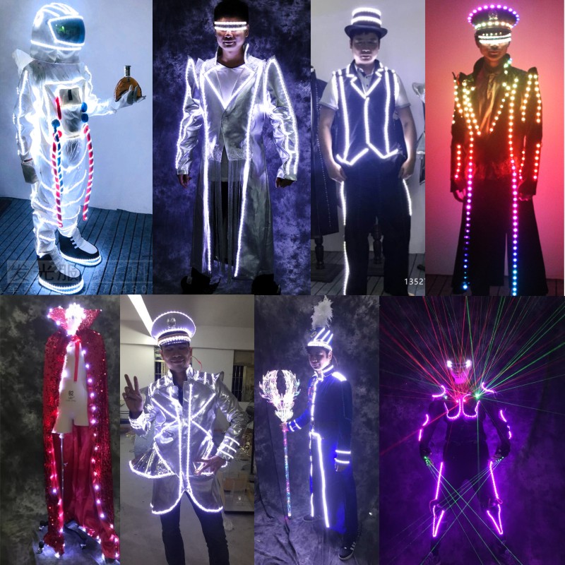 Creative Led Luminous Clothes Bar Out Wine Clothing Nightfield Stage Seven Colorful Charging Stage Performance Clothing Items