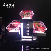 New charging LED Shine Fruit Pan Bar KTV Snack Pan Stainless Steel parquet Snack Tray Creative Fruit Basin