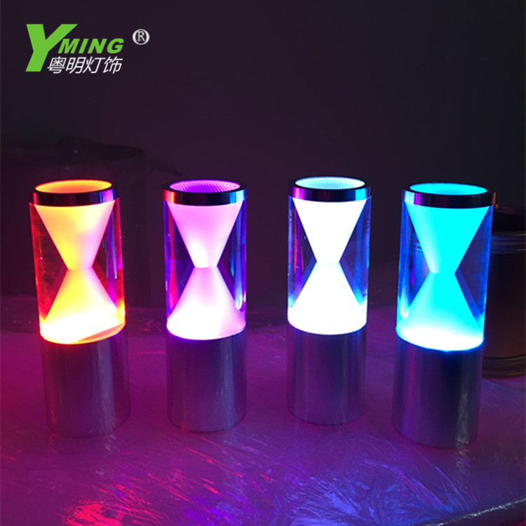 New LED Rechargeable Acrylic Bar Table Lamp Creative Hourglass Lamp Dining Room Service Tip Table Lamp Luminous Candlestick