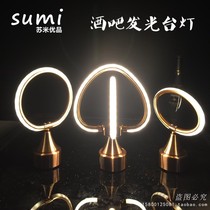 Bar charging table lamp KTV bar table lamp heart-shaped decorative candle holder small night light creative ring minimalist double ring table lamp