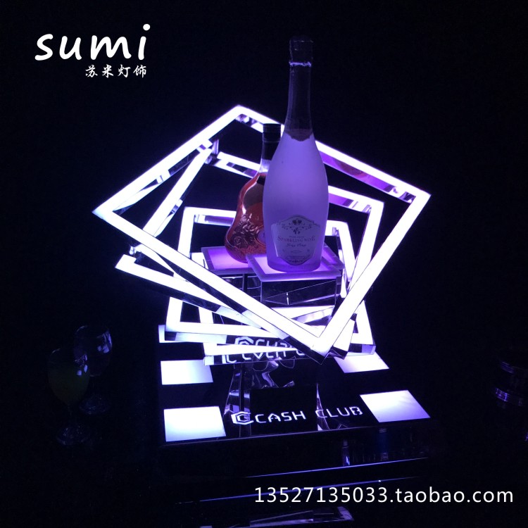 New Bar Stainless Steel Luminous Wine Seat Led Charging Luminous Ocean Wine Rack Up Brewery Champagne Show Shelf Customized