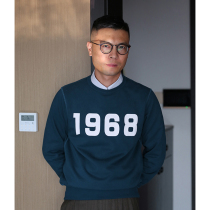 Autumn blue vintage round neck sleeve sweater ivy Men ivy short sweater