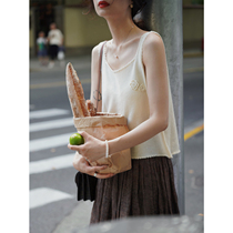 Line drawing handmade jacquard retro short style with hemp cotton knitted three-dimensional hook vest top