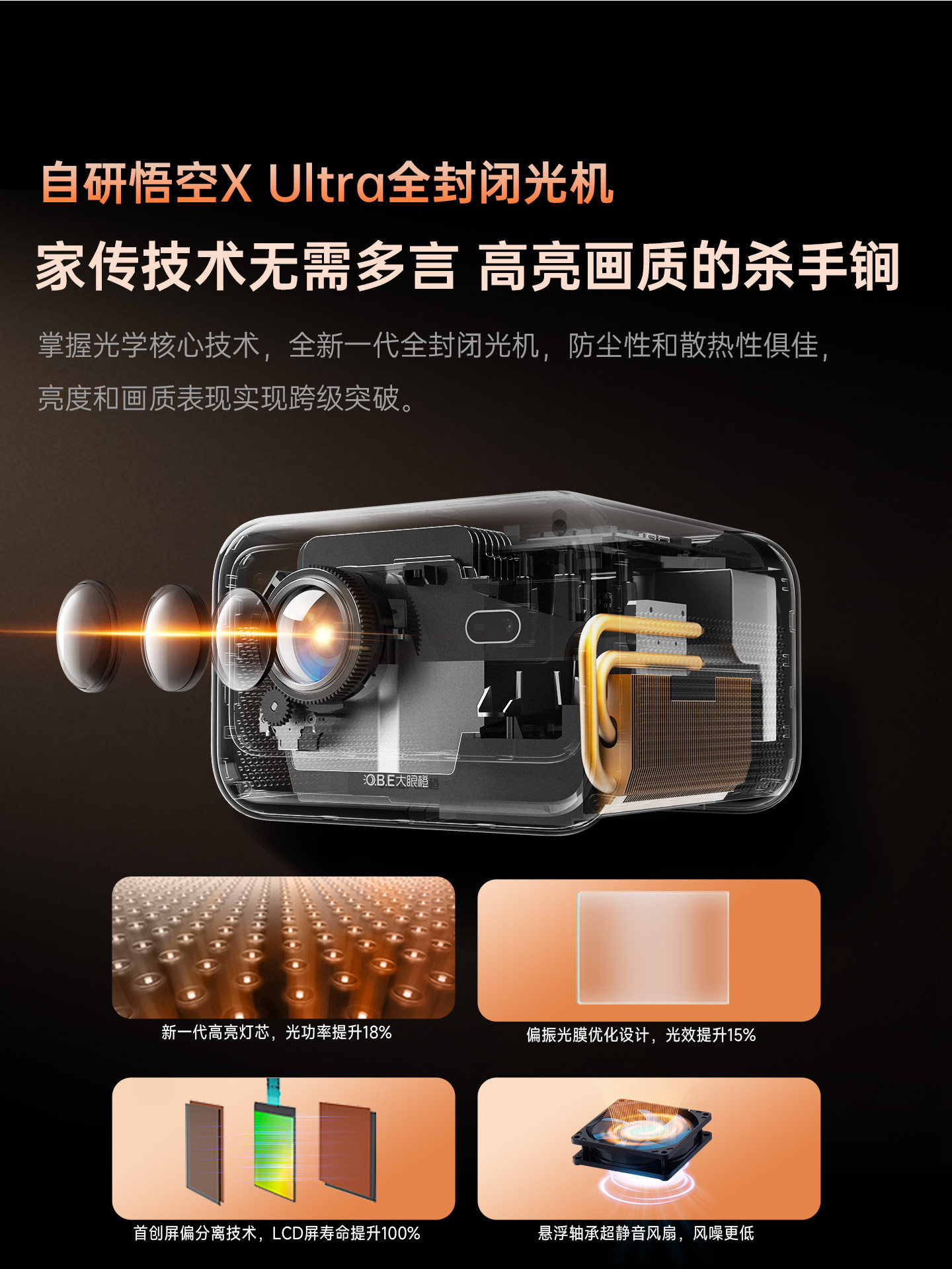 Daiyan Orange C3 Ultra Projector Home 1080P Hd Daytime Projector Smart Portable Home Theater High Brightness High Refresh Rate Connects to Mobile Phone Projector Screen Integrated Bedroom Projection Screen