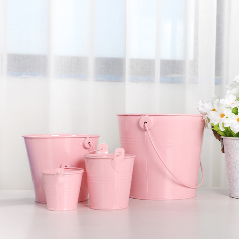 Color Flower Barrel Special iron sheet Tin Barrel Mamouth Iron Small Barrel Plant Potted barrel Desktop containing bucket Basket Decoration Barrel