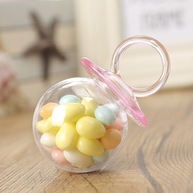 Transparent Plastic Pacifier Candy Box Full Moon Bottle Toy 1st Year Return Gift Joy Candy Box Creative Birthday Dinner Small Gift