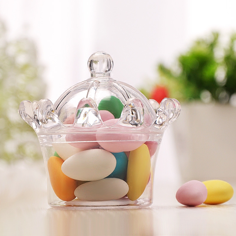Crown Shaped Delight Candy Box Wedding Celebration Gift Box New Transparent Plastic Hollow Box Candy Box Creative Open Lid Candy Box