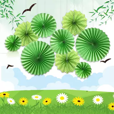 Shopping mall holiday decoration supplies Pendant Shop glass window decoration Paper fan flower pendant Kindergarten classroom pendant