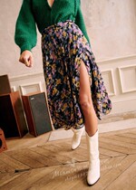 4 colors 22 spring summer France Paris S brand French elegant oil painting print skirt ALICIA