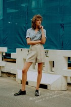 2 Color caves high waisted LINEN shorts ADA OAT LINEN