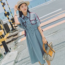 Sandro Beytagh collection waist display slim balloon flower French style shirt dress with light ripened rope lace dress