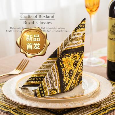 European-style Western cuisine generous tissues, high-end club restaurant ornaments, banquet and wedding printed decorative napkins, 40CM tissues