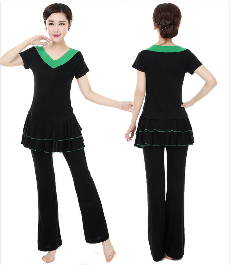 Trang phục khiêu vũ vuông mới phù hợp với áo ba lỗ Modal áo dài tay bảy quần quần tập nhảy - Khiêu vũ / Thể dục nhịp điệu / Thể dục dụng cụ giày dance